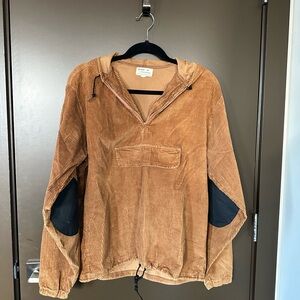 Vintage Sportswear Corduroy Hoodie Pullover | Elbow Patch Jacket | Size M